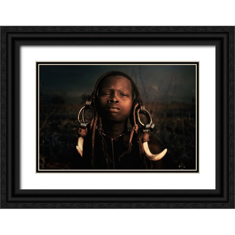 Child Mursi 4 Black Ornate Wood Framed Art Print with Double Matting by Yosifov, Svetlin