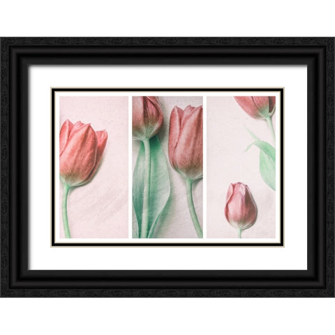 Red Elegance Black Ornate Wood Framed Art Print with Double Matting by Devos, Delphine