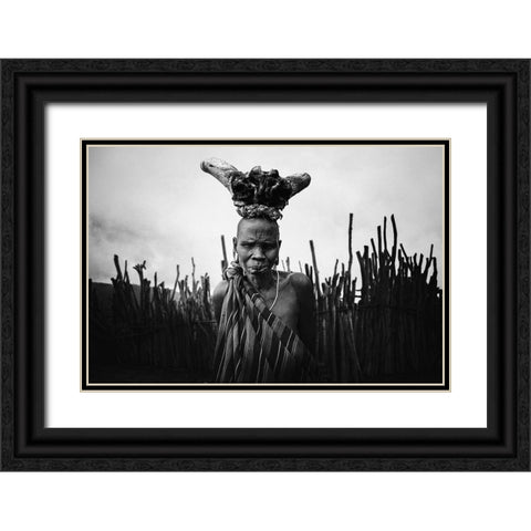 Mursi Baba Black Ornate Wood Framed Art Print with Double Matting by Yosifov, Svetlin