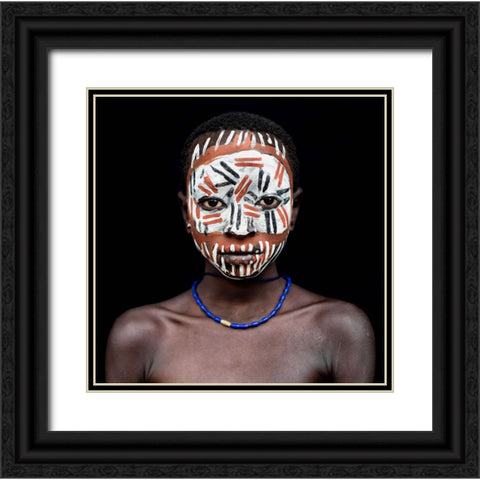 Suri Mask Black Ornate Wood Framed Art Print with Double Matting by Duarte, Carlos