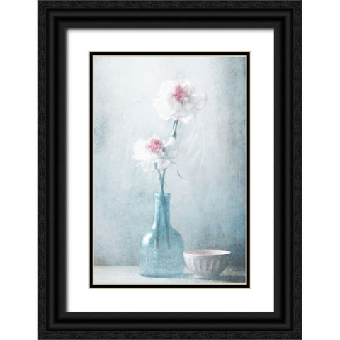 Friendship In Flowers Black Ornate Wood Framed Art Print with Double Matting by Devos, Delphine