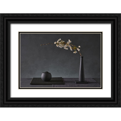 Prunus Avium Black Ornate Wood Framed Art Print with Double Matting by Verot, Christophe