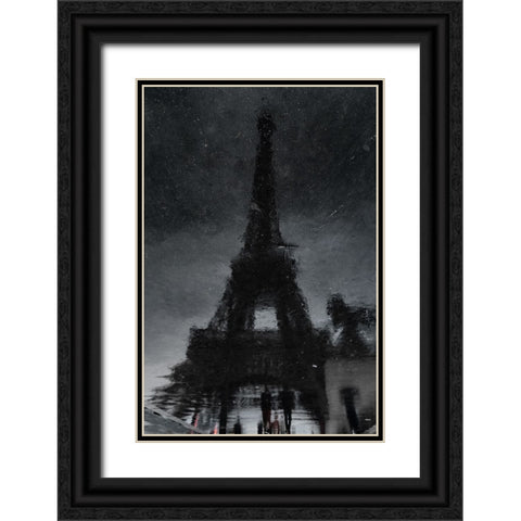 Rain In Paris Black Ornate Wood Framed Art Print with Double Matting by Weber, Roland