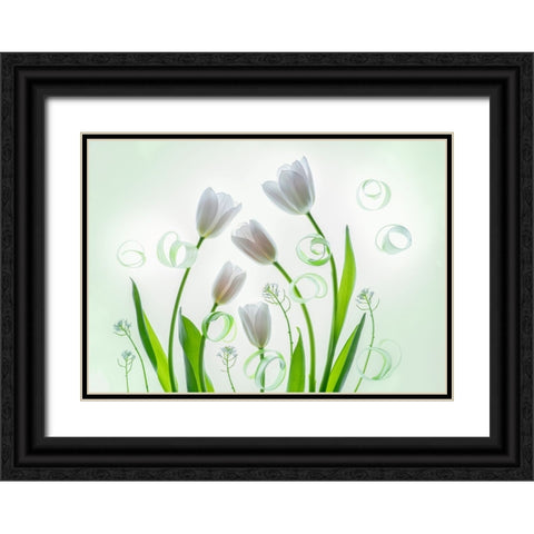 My Family Black Ornate Wood Framed Art Print with Double Matting by L., Binbin