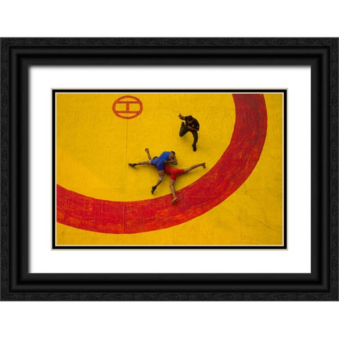 Dangal Black Ornate Wood Framed Art Print with Double Matting by Mukherjee, Suvajit