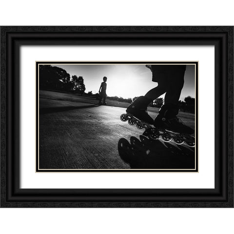 Wheels Up Black Ornate Wood Framed Art Print with Double Matting by Zhang, Despird
