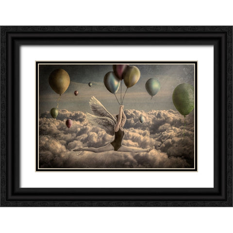 Go With The Flow Black Ornate Wood Framed Art Print with Double Matting by Jos, Peeters