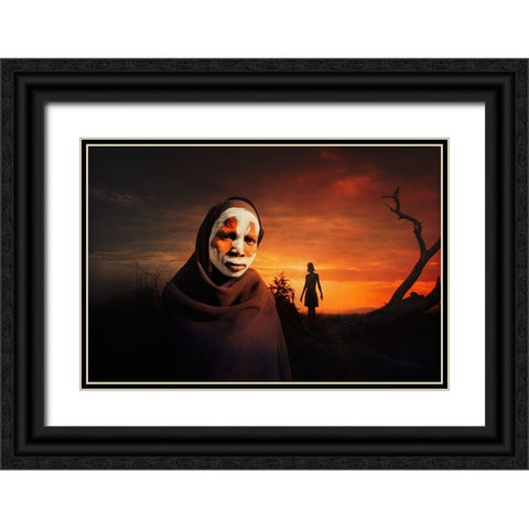 Orange Suri Composition Black Ornate Wood Framed Art Print with Double Matting by Yosifov, Svetlin