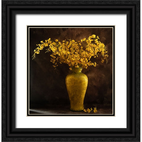 Yellow Vase Black Ornate Wood Framed Art Print with Double Matting by Meng, LM