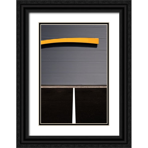 Yellow Line Black Ornate Wood Framed Art Print with Double Matting by Endermann, Rolf