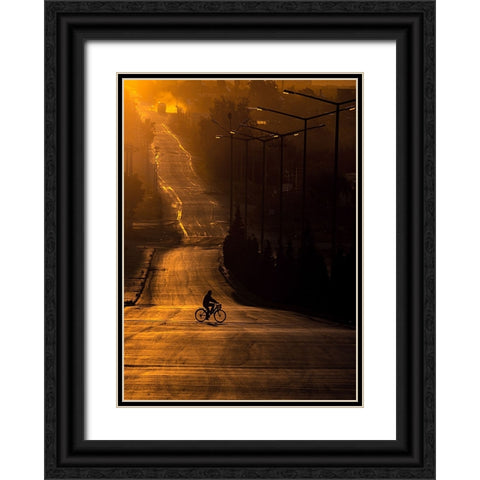 On The Way To Work Black Ornate Wood Framed Art Print with Double Matting by Bagci, Emir