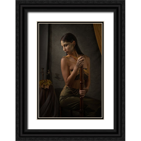 Sirena Black Ornate Wood Framed Art Print with Double Matting by Carraro, Renzo