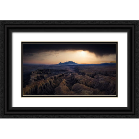 Dusk Of Badland Black Ornate Wood Framed Art Print with Double Matting by Zheng, Michael