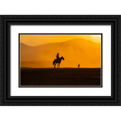 ManS Best Friends Black Ornate Wood Framed Art Print with Double Matting by TEKDOGAN, BARKAN