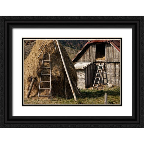 Rural Black Ornate Wood Framed Art Print with Double Matting by Jo, Madeline