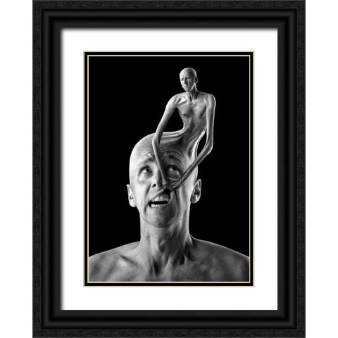 Conscience Black Ornate Wood Framed Art Print with Double Matting by Kiciak, Christophe