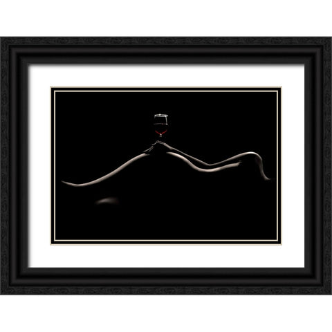 Bodyscape: Wine Tasting Black Ornate Wood Framed Art Print with Double Matting by Sungkono, Heru