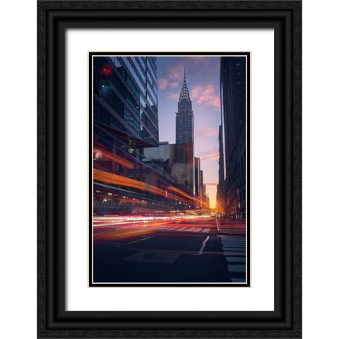 Good Morning Nyc Black Ornate Wood Framed Art Print with Double Matting by De La, Javier