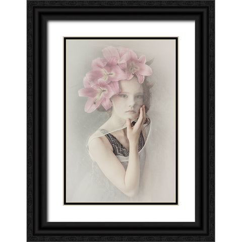 Mystery Girl Black Ornate Wood Framed Art Print with Double Matting by Kayen-Mouthaan, Carola