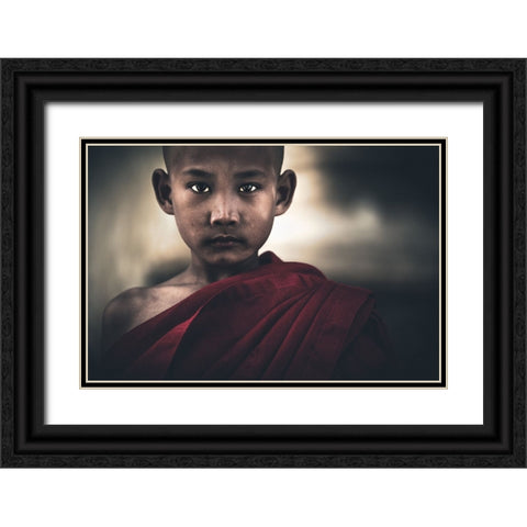 Young Eyes From Myanmar Black Ornate Wood Framed Art Print with Double Matting by Tagliarino, Marco