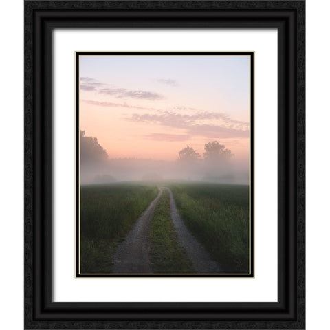 Foggy Road Black Ornate Wood Framed Art Print with Double Matting by Lindsten, Christian
