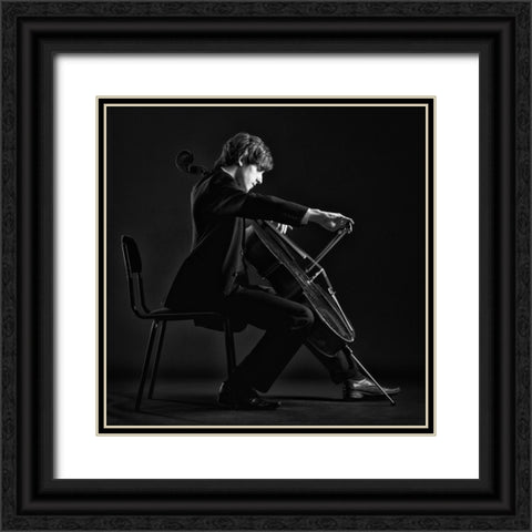 Musician. Black Ornate Wood Framed Art Print with Double Matting by Refat