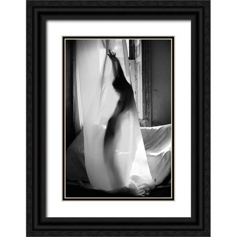 The Girls Are Dancing Alone Black Ornate Wood Framed Art Print with Double Matting by Kapsha, Eduards