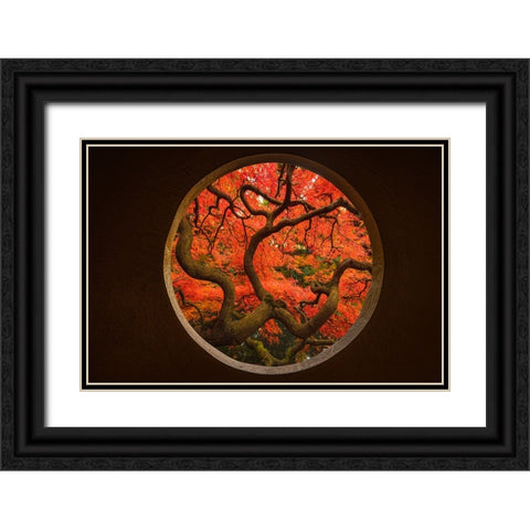 Autumn Sense Black Ornate Wood Framed Art Print with Double Matting by Xu, Tony