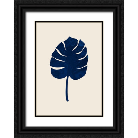 Monstera Marble Blue Black Ornate Wood Framed Art Print with Double Matting by 1x Studio