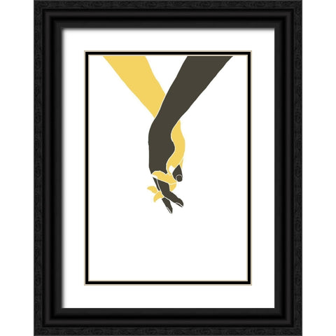 Holding Hands Black Ornate Wood Framed Art Print with Double Matting by 1x Studio II