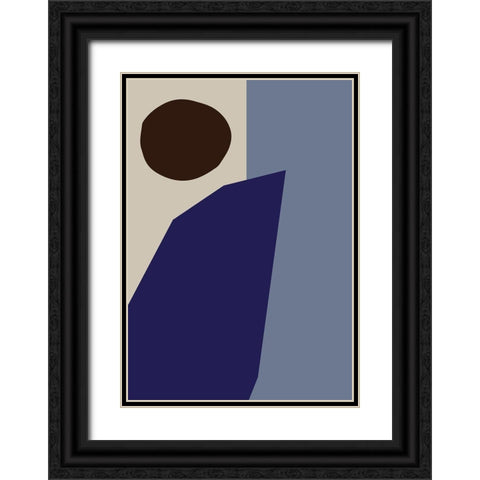 Color Blocks 02 Blue Black Ornate Wood Framed Art Print with Double Matting by 1x Studio