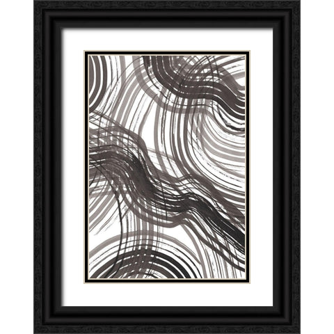Abstract Ink Black Ornate Wood Framed Art Print with Double Matting by 1x Studio