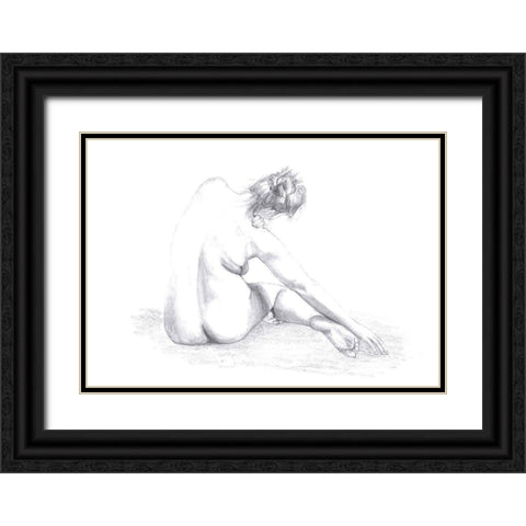 Sketch of a Woman Black Ornate Wood Framed Art Print with Double Matting by 1x Studio II