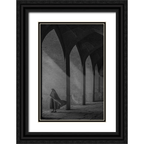A Visitor Black Ornate Wood Framed Art Print with Double Matting by Aref, Aria
