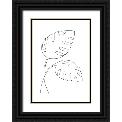 Monstera Lines Black Ornate Wood Framed Art Print with Double Matting by 1x Studio II