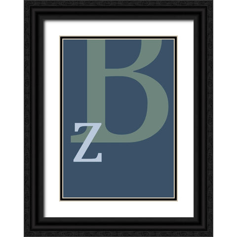 Letter B Black Ornate Wood Framed Art Print with Double Matting by 1x Studio II