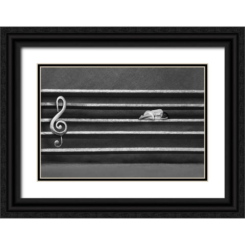 Silence Black Ornate Wood Framed Art Print with Double Matting by Sadat Ahmadi, Maryam
