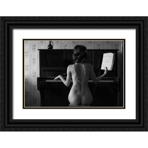 Pianist Black Ornate Wood Framed Art Print with Double Matting by Faletkin, Mikhail