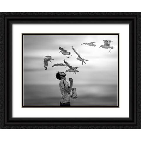 Transcendent Love Black Ornate Wood Framed Art Print with Double Matting by Yu Wu, Irene