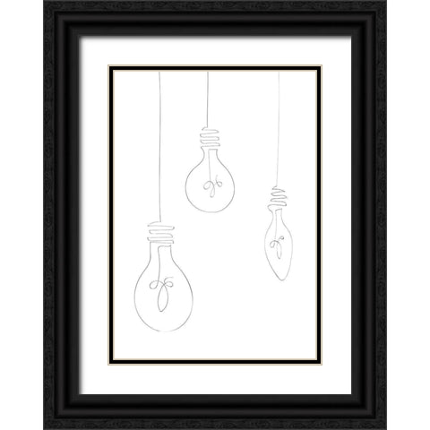 Light Bulbs Black Ornate Wood Framed Art Print with Double Matting by 1x Studio II