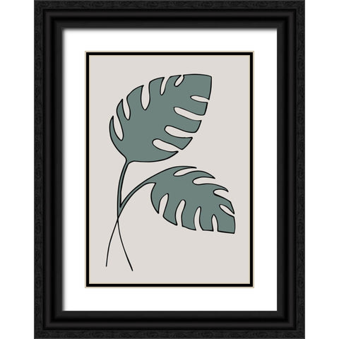 Monstera Cross Black Ornate Wood Framed Art Print with Double Matting by 1x Studio II
