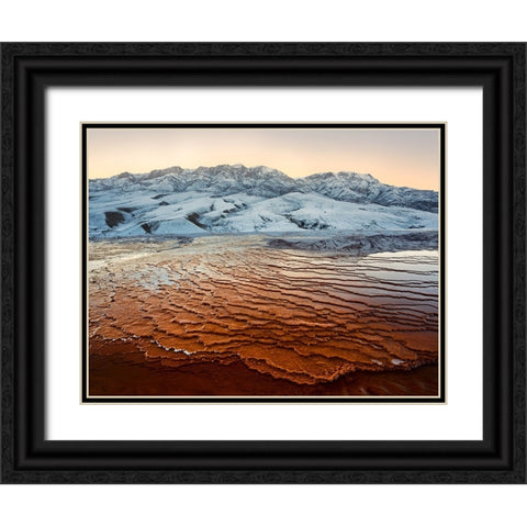 Badab-E Surt Texture Black Ornate Wood Framed Art Print with Double Matting by Behzad, Majid