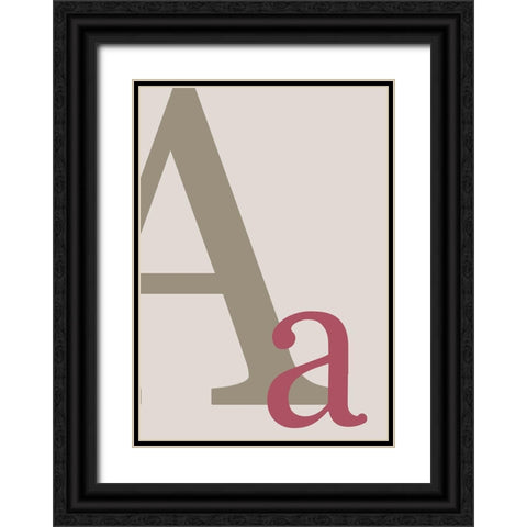 Letter A Black Ornate Wood Framed Art Print with Double Matting by 1x Studio II