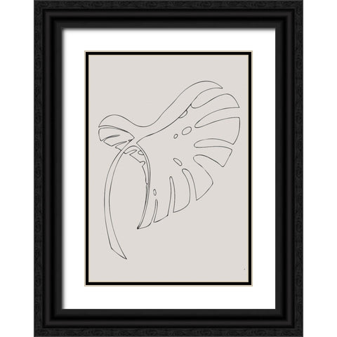 Monstera Bent Beige Black Ornate Wood Framed Art Print with Double Matting by 1x Studio II