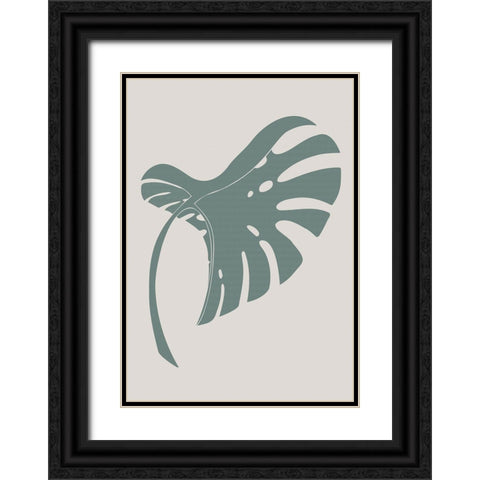 Monstera Bent Green Black Ornate Wood Framed Art Print with Double Matting by 1x Studio II