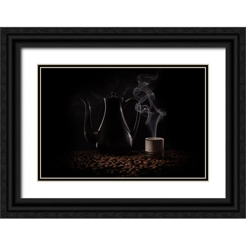 Black Coffee Black Ornate Wood Framed Art Print with Double Matting by Perfoncio, Margareth