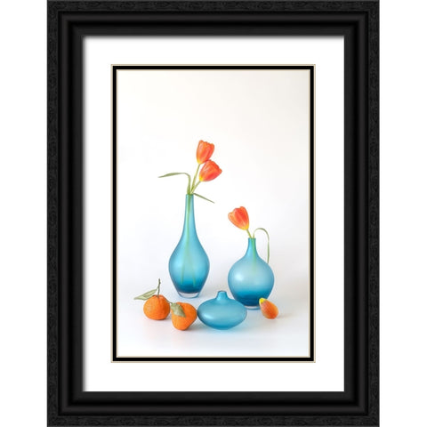 Orange And Blue Delight Black Ornate Wood Framed Art Print with Double Matting by Jacobs, Lydia