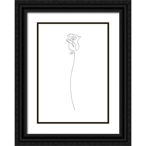 Rose Black Ornate Wood Framed Art Print with Double Matting by 1x Studio II