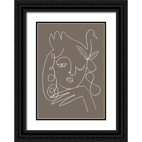 The Swan Brown Black Ornate Wood Framed Art Print with Double Matting by 1x Studio II