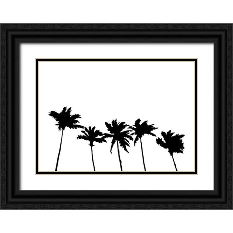 Palms White Black Ornate Wood Framed Art Print with Double Matting by 1x Studio II